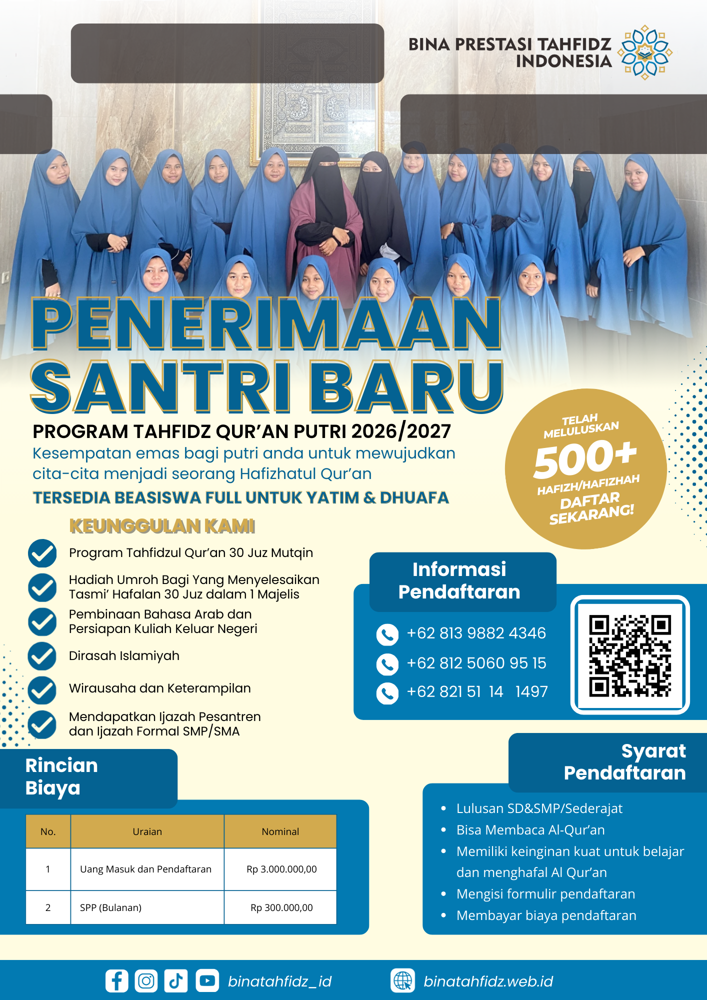 Mencetak Muslimah Hafizhah: Bina Prestasi Tahfidz Indonesia Buka Pendaftaran Santri Putri 2026/2027